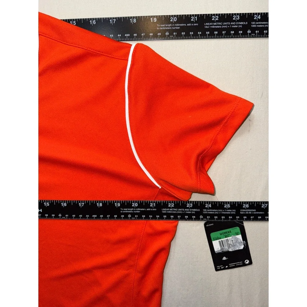Nike Dri-FIT Womens XL Orange Short Sleeve Golf‎ Polo Shirt White Piping NWT